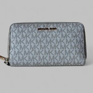 Michael Kors Monogram Zip-Around Wallet in Gray